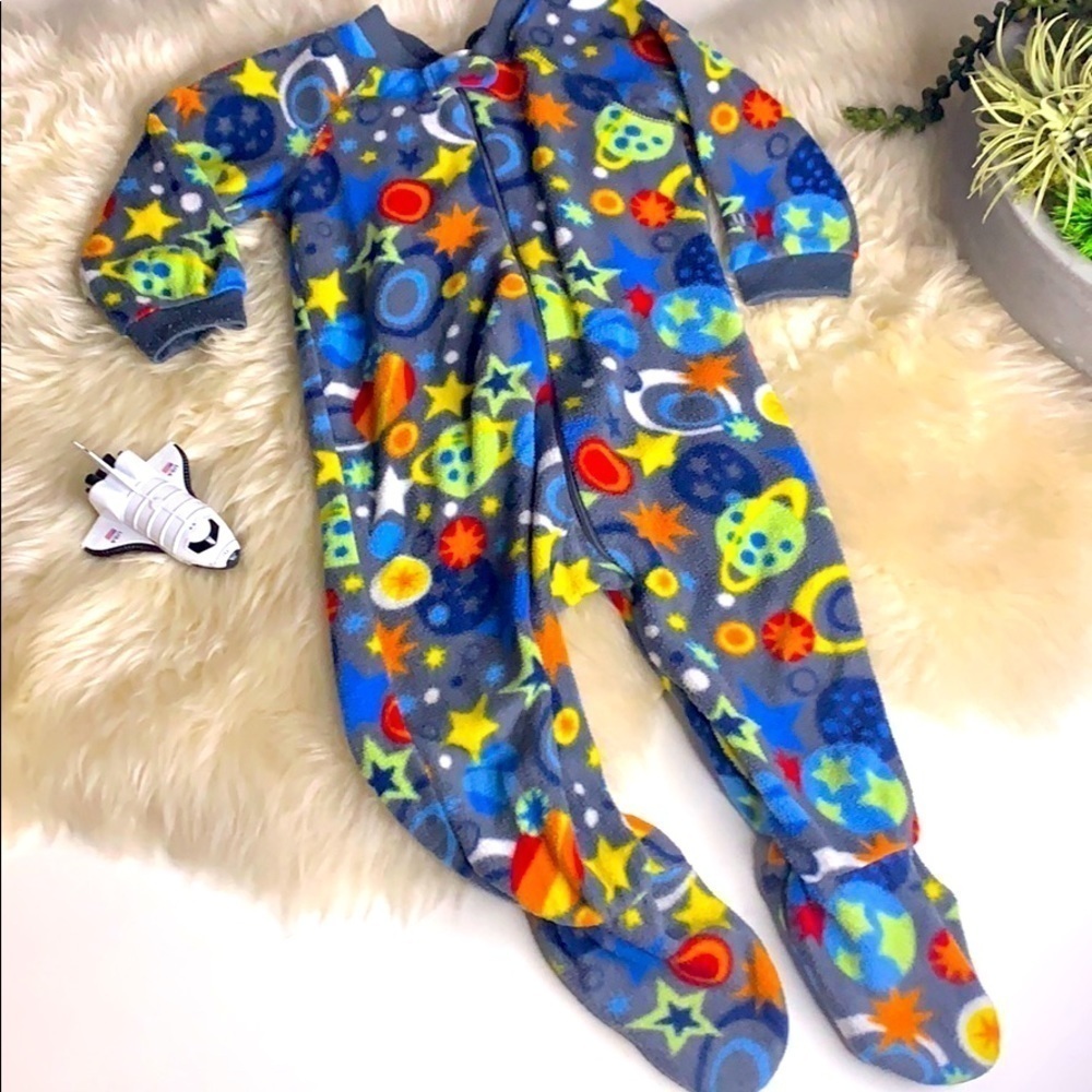 Solar System Space Print footed fleece pajama 18 moths